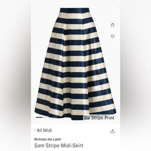Nicholas The Label Sam Stripe Midi Ballgown Skirt  NWT Size 2